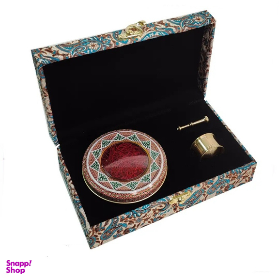 پک هدیه زعفران ستاره زعفرانیه طرح ترمه مدل اطلس کد 02