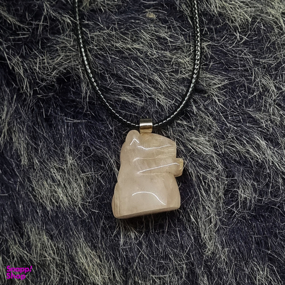 گردنبند سنگ طبیعی Rose Quartz مدل همستر