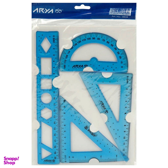 ست خط کش و گونیا آریا مدل 8038 مجموعه 4 عددی