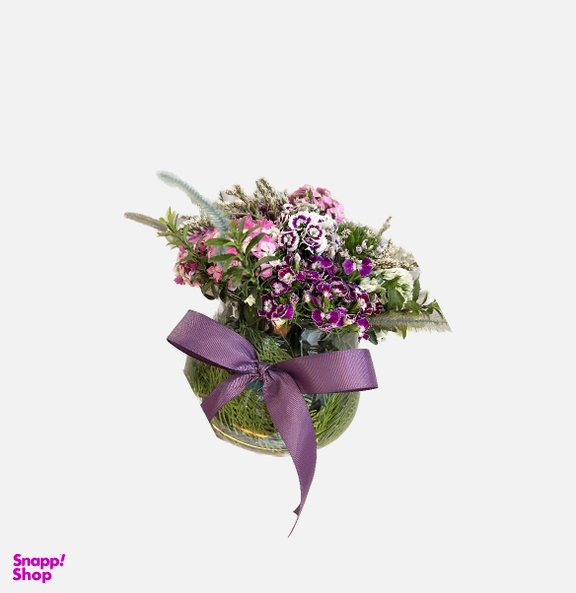 گلدان گل شیشه‌ ای مدل هرمی