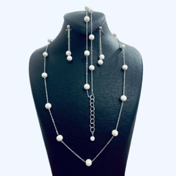 نیم ست زنانه مدل مروارید نقره ای