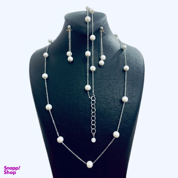 نیم ست زنانه مدل مروارید نقره ای