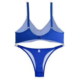 ست شورت و سوتین زنانه نوشه پوش مدل فنردار توری کد 90105 رنگ آبی تیره