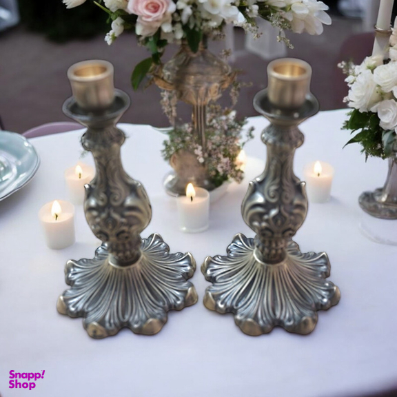 جاشمعی برنجی طرح آنتیک مجموعه 2 عددی