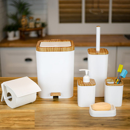 ست سرویس بهداشتی برتر مدل لیدوما طرح چوب مجموعه ۶ عددی