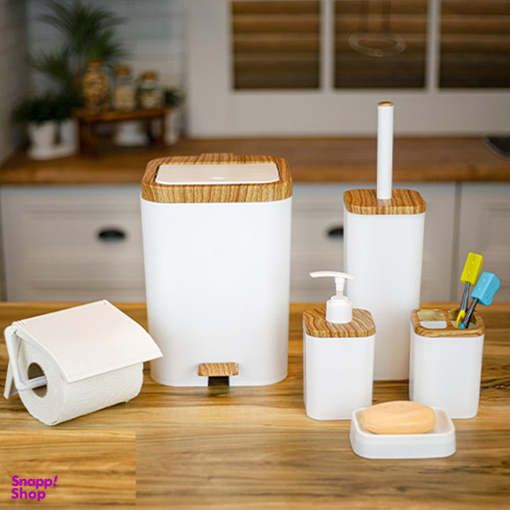 ست سرویس بهداشتی برتر مدل لیدوما طرح چوب مجموعه ۶ عددی