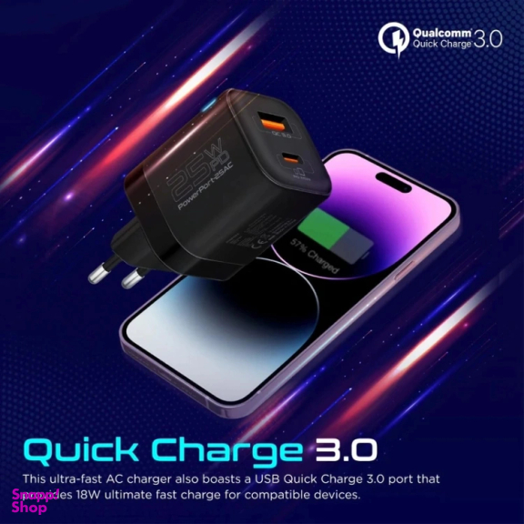 شارژر دیواری پرومیت مدل POWERPORT-25AC.EU