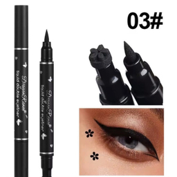 خط چشم ماژیکی دراگون رانی دوطرفه استامپی مدل گل رنگ مشکی