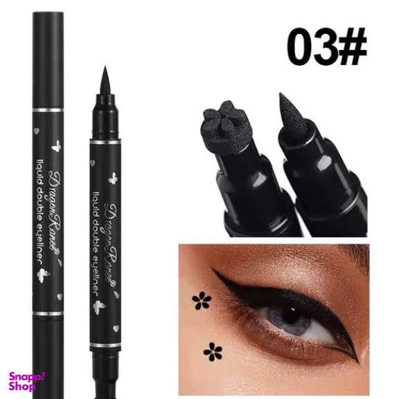 خط چشم ماژیکی دراگون رانی دوطرفه استامپی مدل گل رنگ مشکی