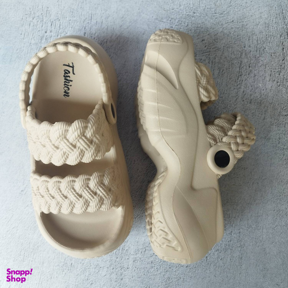 صندل زنانه پاپا مدل بافت دار نصر کد 128511 رنگ کرم