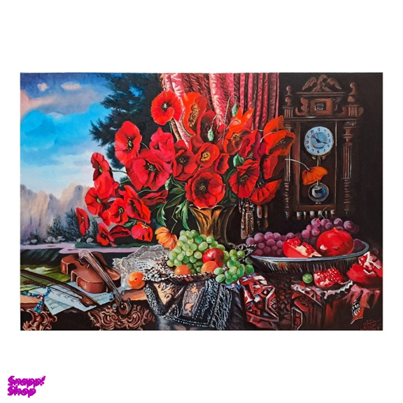 تابلو نقاشی رنگ روغن طرح گل شقایق