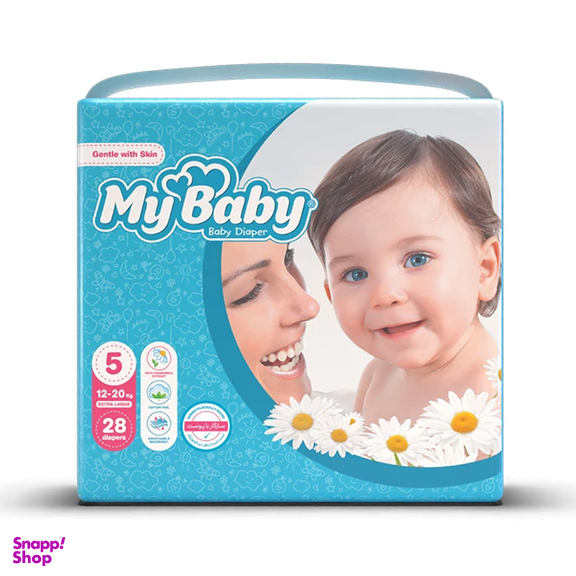 پوشک کودک مای بی بی مدل آبی سایز 5 بسته 28 عددی