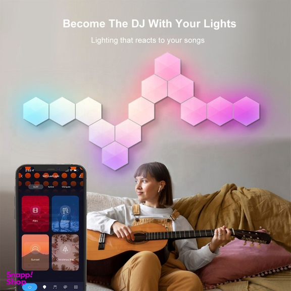 چراغ هوشمند شش‌ ضلعی مدل Tuya WiFi RGBIC PST-HL10