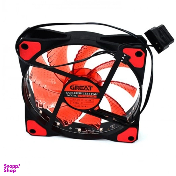 خنک کننده کامپیوتر 12 سانتیمتری گریت LED قرمز کد DF1202512SEL