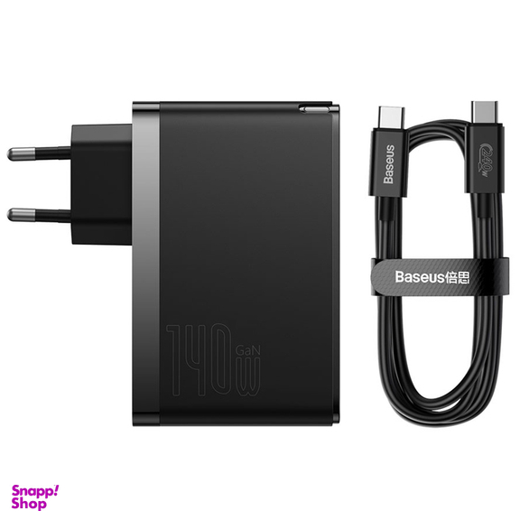 شارژر دیواری 140 وات 3 پورت بیسوس مدل CCGP100201 به همراه کابل Type-C طول یک متر