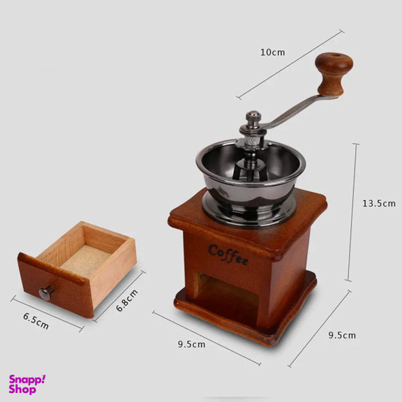 آسیاب قهوه دستی کافی مدل بدنه چوبی طرح Coffee