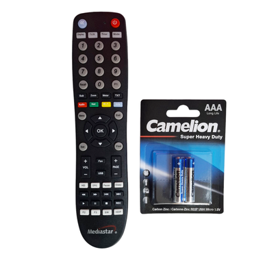 ریموت کنترل مدیا استار مدل میکروسوئیچ کد MS-12000 به همراه باتری نیم قلمی کملیون
