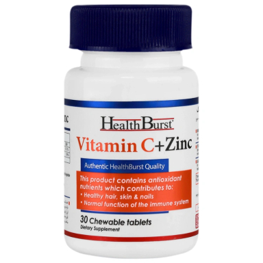 قرص جویدنی ویتامین سی و زینک هلث برست بسته 30 عددی