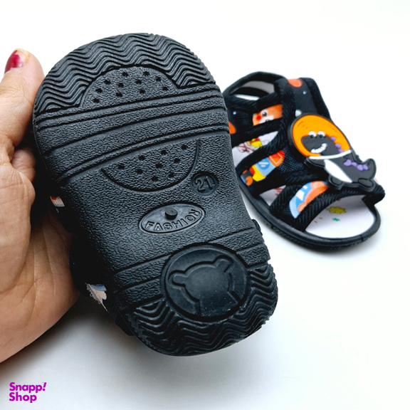 صندل سوتی نوزاد طرح دایناسور کد A-1136 رنگ مشکی