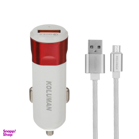 شارژر فندکی کلومن مدل KC-C01 به همراه کابل تبدیل USB-C و MICROUSB