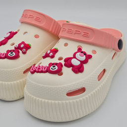 صندل بچگانه پاپا مدل کراکس کد 5863 رنگ کرم قرمز