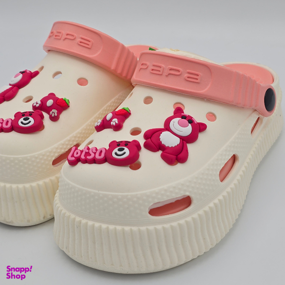 صندل بچگانه پاپا مدل کراکس کد 5863 رنگ کرم قرمز