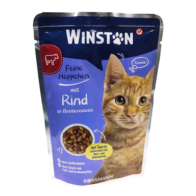 پوچ گربه بالغ وینستون طعم گوشت گاو در سس گوشت کد 6803 وزن 100 گرم