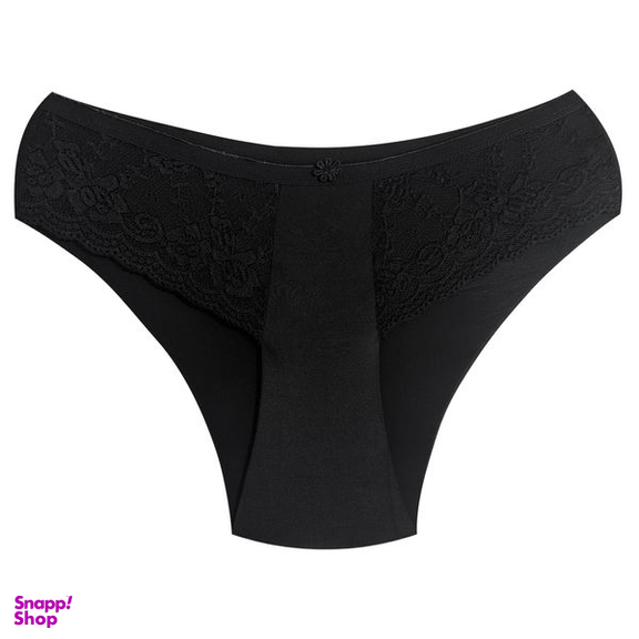 ست شورت و سوتین زنانه پانیذ مدل فنردار گیپور گلدار کد 9013 رنگ مشکی