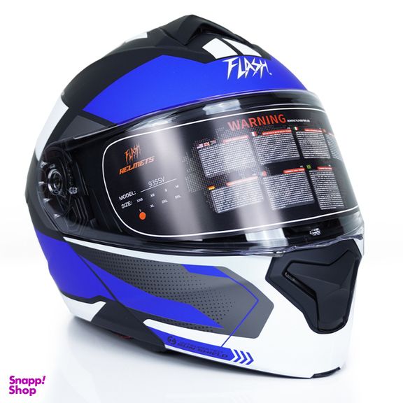 کلاه کاسکت فک متحرک فلش مدل 935sv white/blue