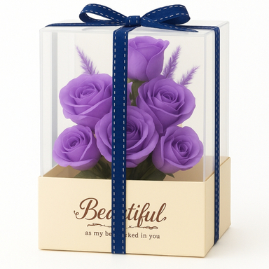 باکس هدیه گل کد 226 رنگ بنفش