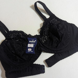 ست شورت و سوتین زنانه پانیذ مدل فنردار گیپور گلدار کد 9013 رنگ مشکی