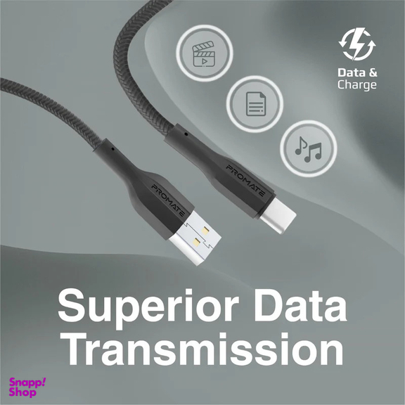 کابل تبدیل USB به USB-C پرومیت مدل ECOLINE-CC120.BLK طول 1 متر