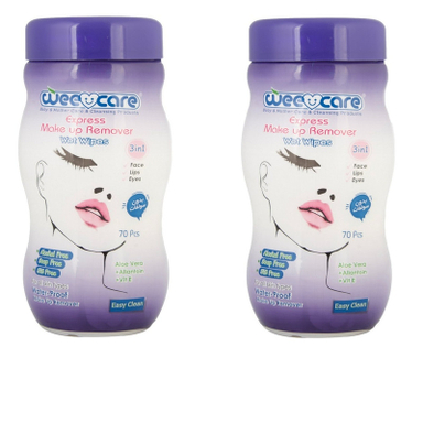 دستمال مرطوب وی کر مدل آلوئه ورا و ویتامین E کد 022 دو بسته 70 عددی