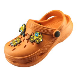 صندل بچگانه زیتون طرح کراکس مدل تراکتور رنگ نارنجی