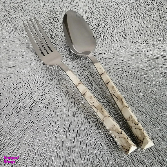 سرویس قاشق و چنگال 32 پارچه ام جی مدل ماربل ویو