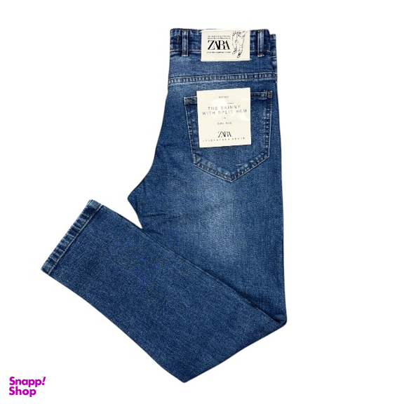 شلوار جین مردانه مدل اسلیم فیت طرح ZARA کد 10844 رنگ آبی
