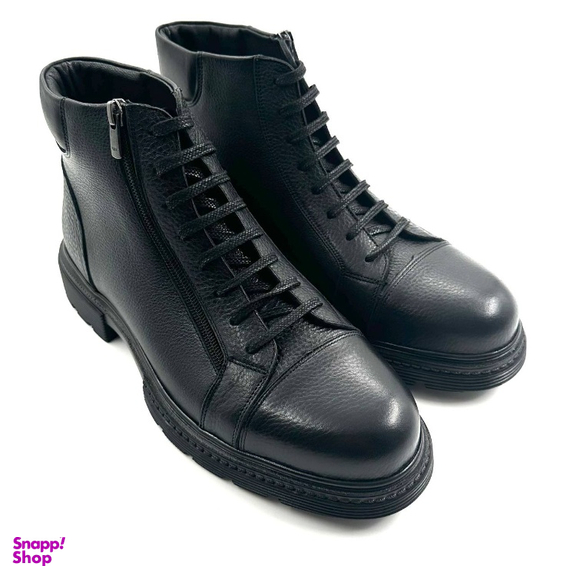 بوت تمام چرم مردانه چرم میخچی کد M426 رنگ مشکی