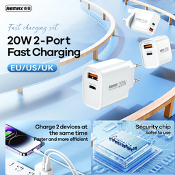 شارژر دیواری 20 وات ریمکس مدل RP-U120 EU به همراه کابل Lightning به Type-C
