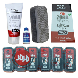 واکس کفش مرمر کد 2080 به همراه اسفنج و 6 ابر براق کننده و بوگیر کفش