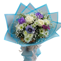 دسته گل طبیعی گلی کد 20090 رنگ آبی