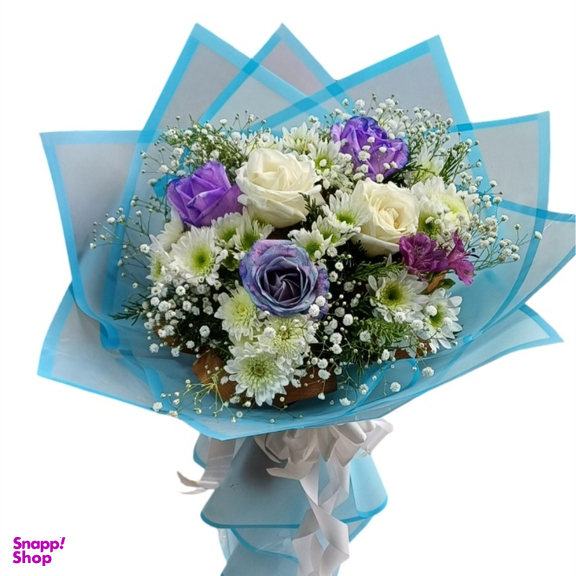 دسته گل طبیعی گلی کد 20090 رنگ آبی