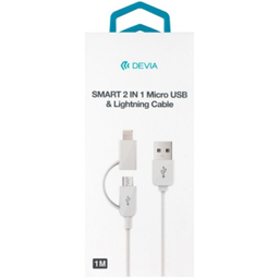 کابل دیتا دوکاره Lightning به MicroUSB دیویا مدل Smart 2in1 طول 1 متر