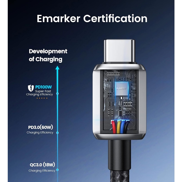 کابل 100 وات Type-C اوریکو مدل GQZB100 طول 1 متر