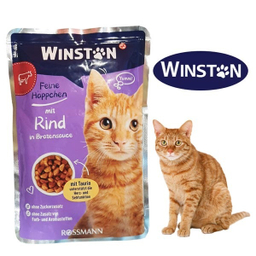 پوچ گربه بالغ وینستون طعم گوشت گاو در سس گوشت کد 6803 وزن 100 گرم