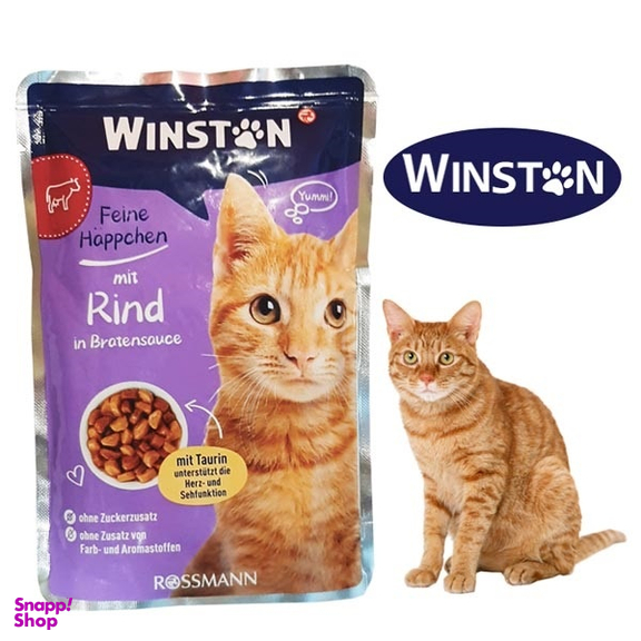 پوچ گربه بالغ وینستون طعم گوشت گاو در سس گوشت کد 6803 وزن 100 گرم