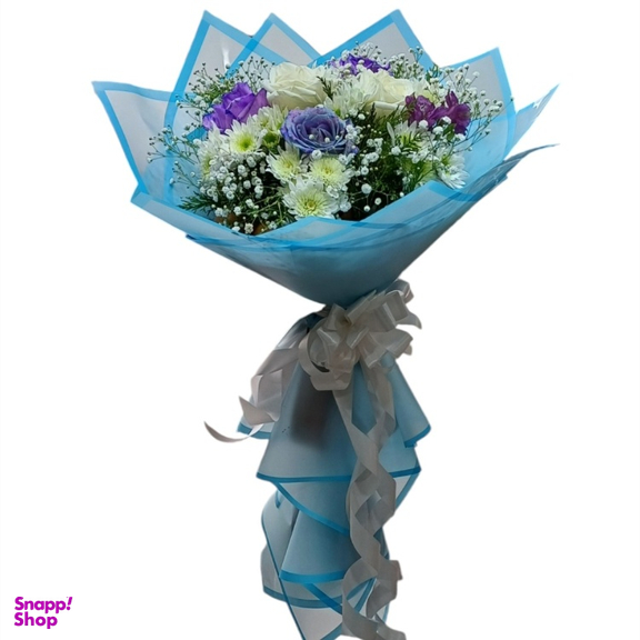 دسته گل طبیعی گلی کد 20090 رنگ آبی