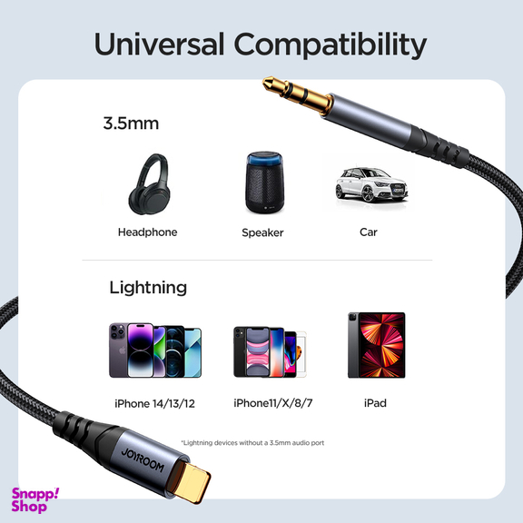 کابل تبدیل لایتنینگ به جک 3.5 میلی متر جوی روم مدل SY-A06 طول 1 متر
