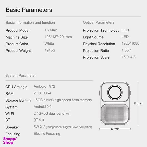 ویدئو پروژکتور شیائومی مدل WANBO T6 Max