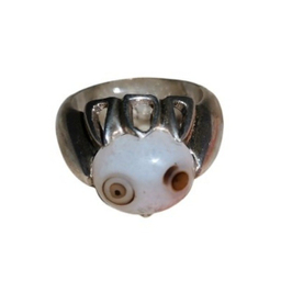 انگشتر نقره مردانه مدل باباقوری دو چشم طبیعی