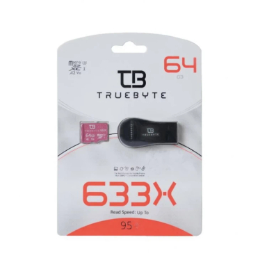 کارت حافظه microSDXC تروبایت مدل 633X-A2-V30 کلاس 10 استاندارد UHS-I U3 ظرفیت 64 گیگابایت به همراه آداپتور USB